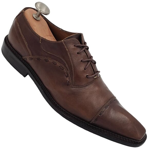 Vintage Mezlan Spain Men's size 10M Brown Leather Dress Shoes Cap-toe Oxfords 43 - Picture 1 of 10
